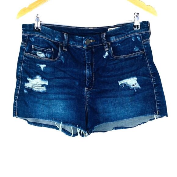 Blank NYC dark denim stretch distressed wedge shirt size 30 - Picture 1 of 7